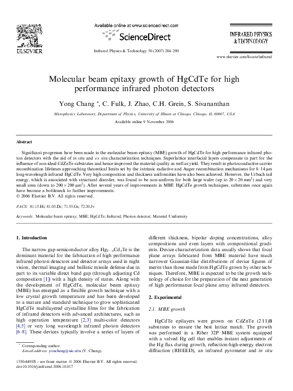 (PDF) Molecular beam epitaxy growth of HgCdTe for high performance ...
