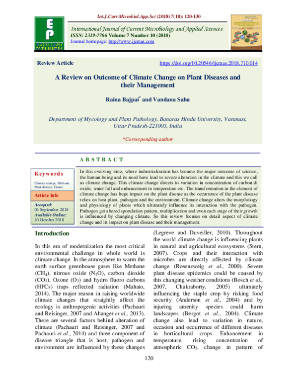 (PDF) A Review on Outcome of Climate Change on Plant Diseases and their ...