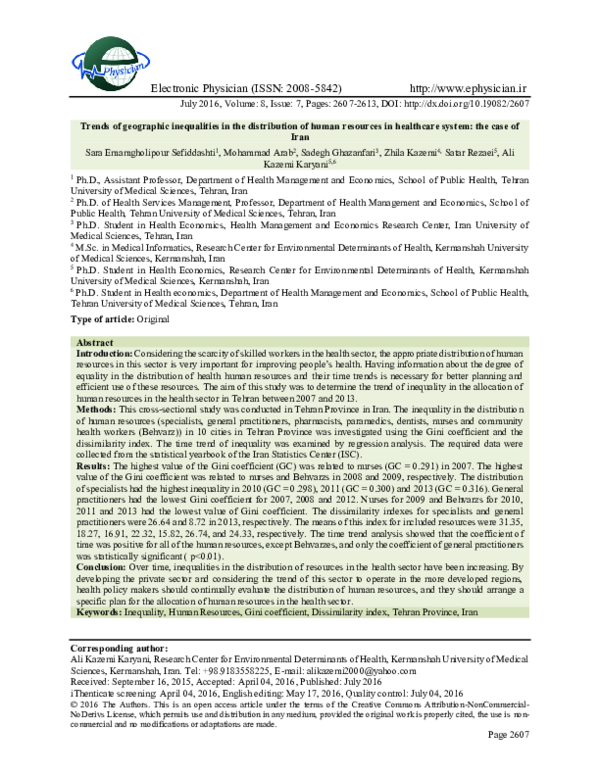 (PDF) Trends of geographic inequalities in the distribution of human ...