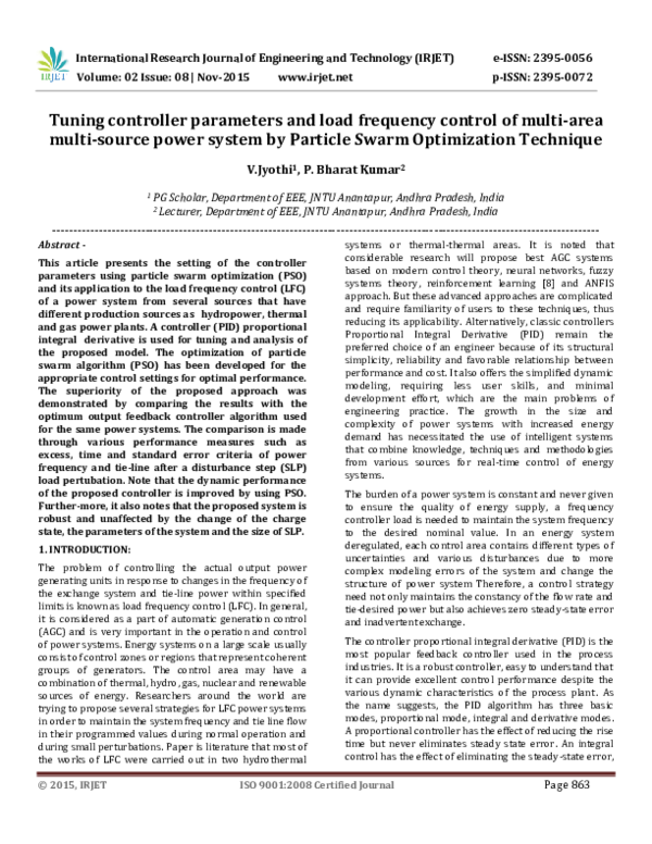 (PDF) Tuning controller parameters and load frequency control of multi ...
