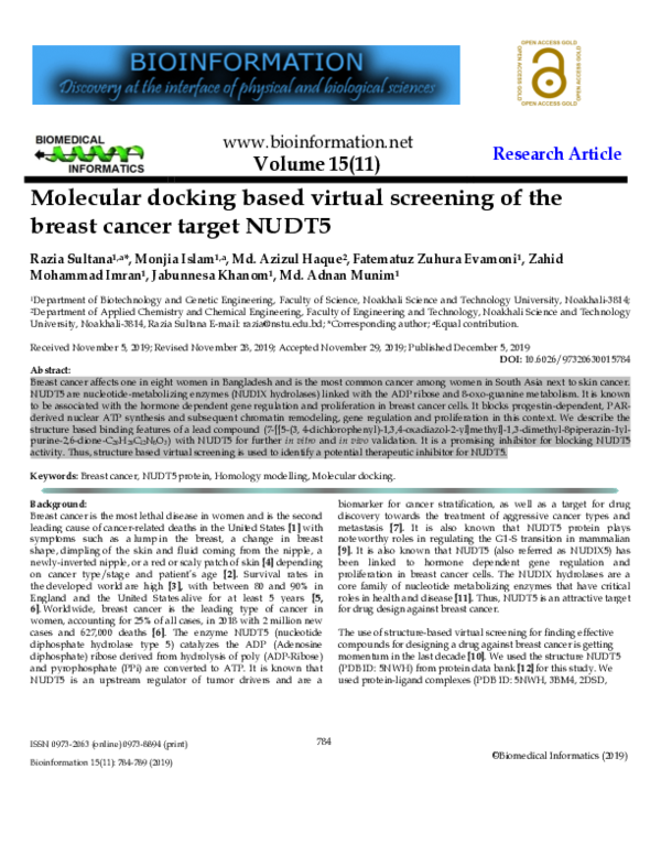 (PDF) Molecular docking based virtual screening of the breast cancer ...