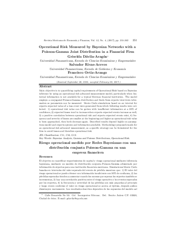 (PDF) Operational Risk Measured by Bayesian Networks with a Poisson ...