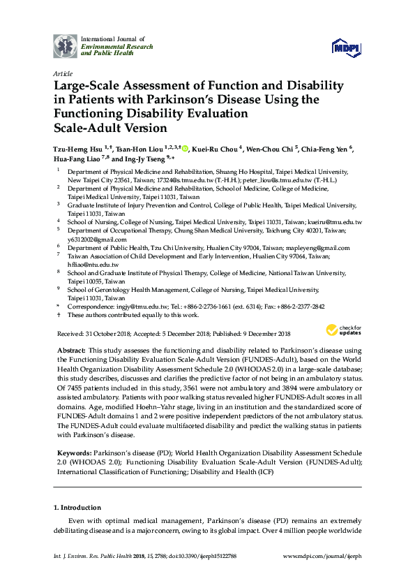 (PDF) Large-Scale Assessment of Function and Disability in Patients ...