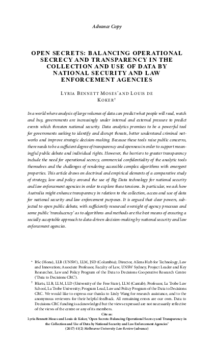 (PDF) Open Secrets: Balancing Operational Secrecy and Transparency in ...