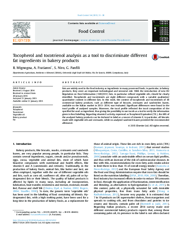 (PDF) Tocopherol and tocotrienol analysis as a tool to discriminate ...
