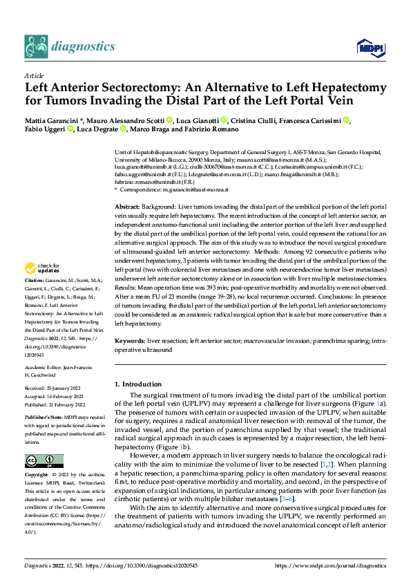 (PDF) Left Anterior Sectorectomy: An Alternative to Left Hepatectomy ...