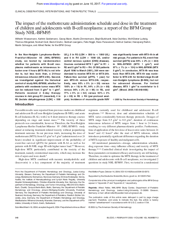 (PDF) The impact of the methotrexate administration schedule and dose ...