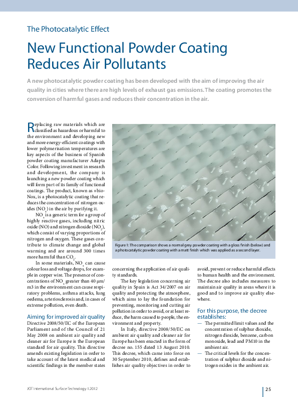 (PDF) New Functional Powder Coating Reduces Air Pollutants