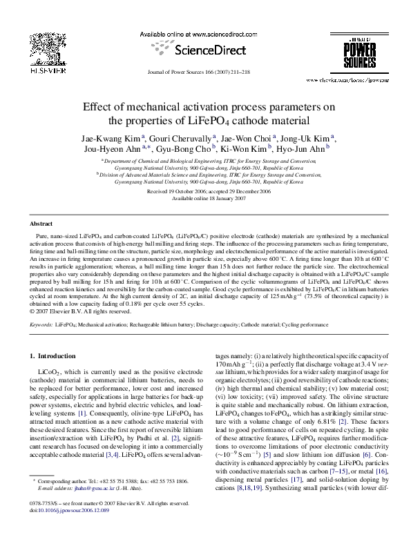 (PDF) Effect of mechanical activation process parameters on the ...