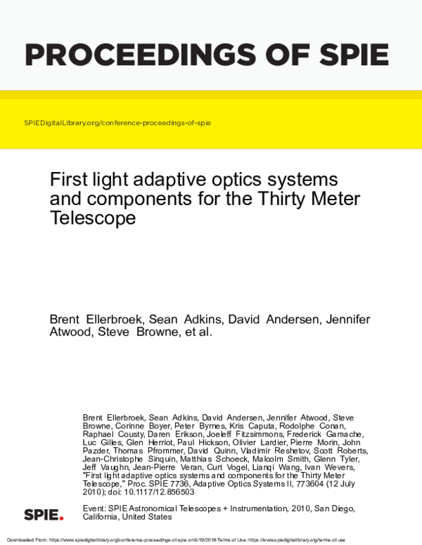 (PDF) First light adaptive optics systems and components for the Thirty