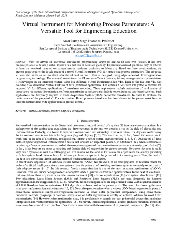 (PDF) Virtual Instrument for Monitoring Process Parameters : A ...