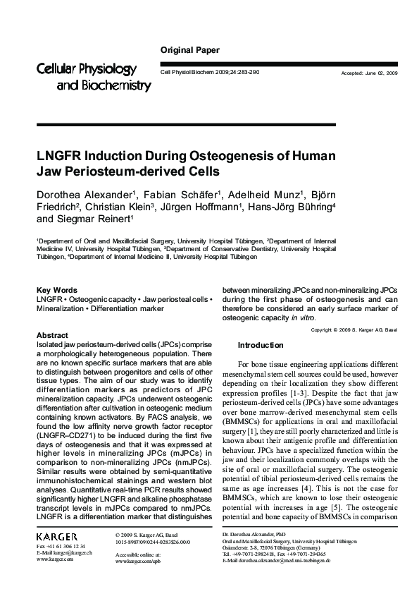 (PDF) LNGFR Induction During Osteogenesis of Human Jaw Periosteum
