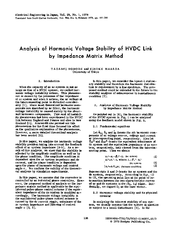 (PDF) Analysis of harmonic voltage stability of HVDC link by impedance ...
