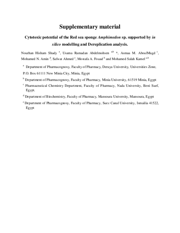 (PDF) Cytotoxic potential of the Red Sea sponge Amphimedon sp ...