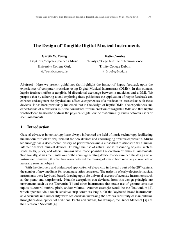 (PDF) The Design of Tangible Digital Musical Instruments