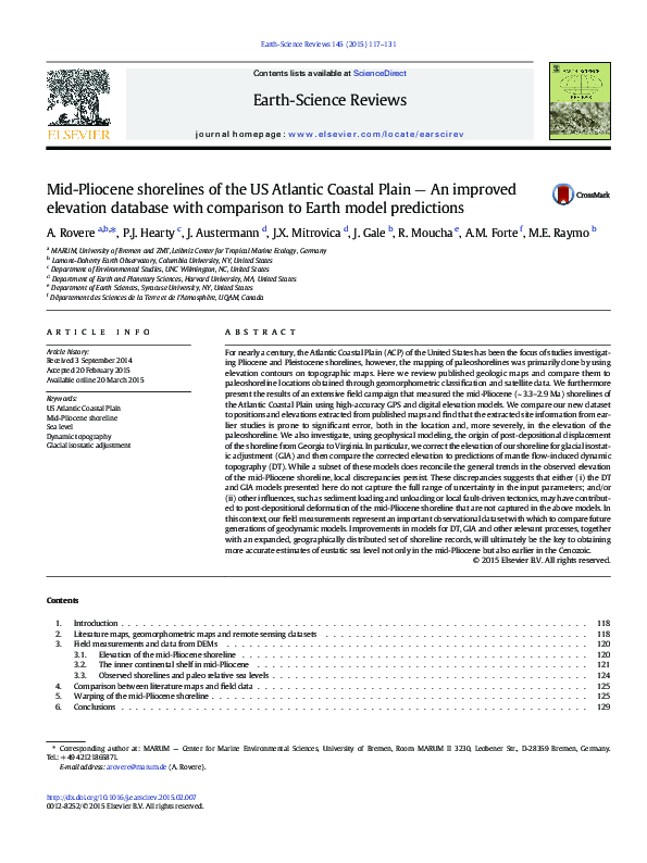 (PDF) Mid-Pliocene shorelines of the US Atlantic Coastal Plain — An ...