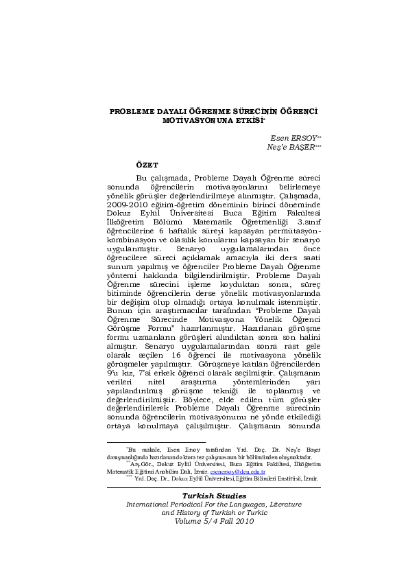 (PDF) The Effect of Problem Based Learning Process on Student Motivation