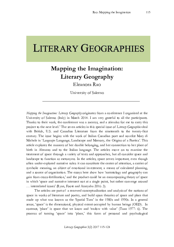(PDF) Mapping the Imagination: Literary Geography