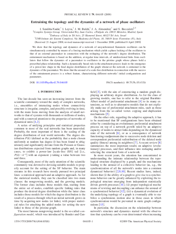 (PDF) Entraining the topology and the dynamics of a network of phase ...