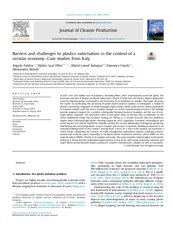 (PDF) Barriers and challenges to plastics valorisation in the context ...