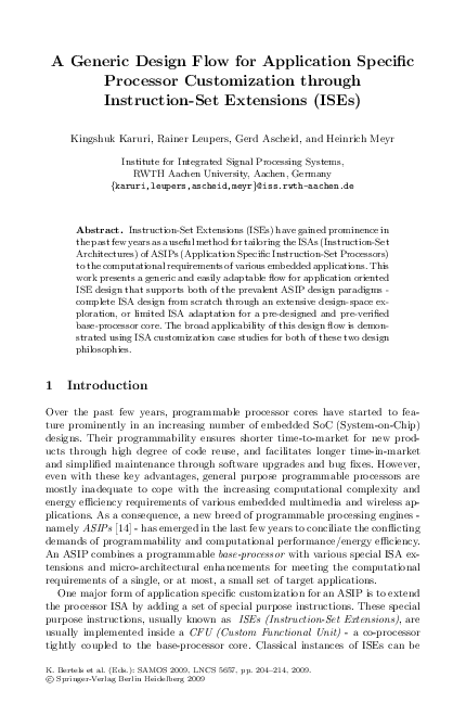 (PDF) A Generic Design Flow for Application Specific Processor ...