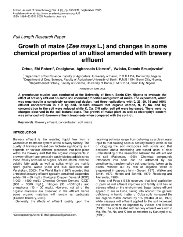 (PDF) Growth of maize ( Zea mays L. ) and changes in some chemical ...