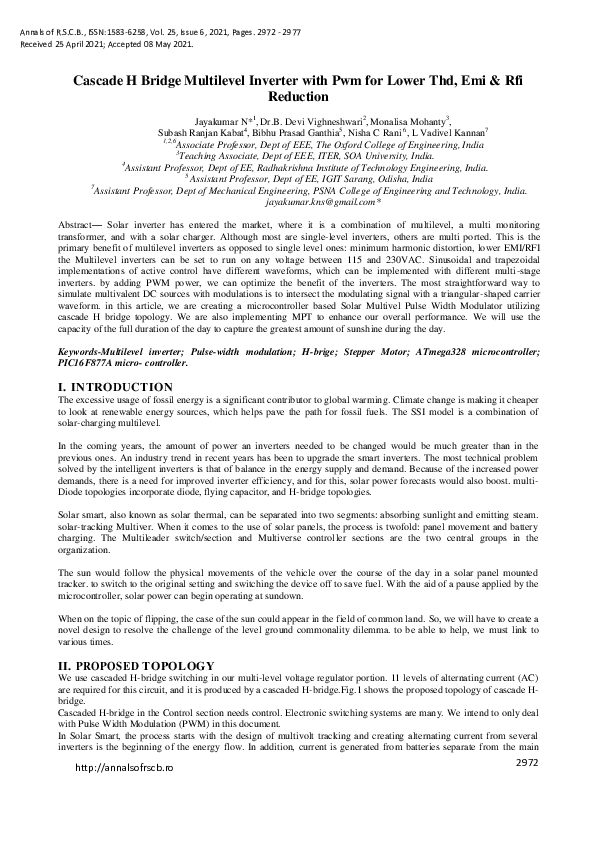 (PDF) Cascade H Bridge Multilevel Inverter with Pwm for Lower Thd, Emi ...