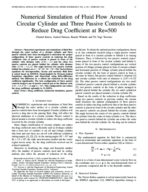 (PDF) Numerical Simulation of Fluid Flow Around Circular Cylinder and ...