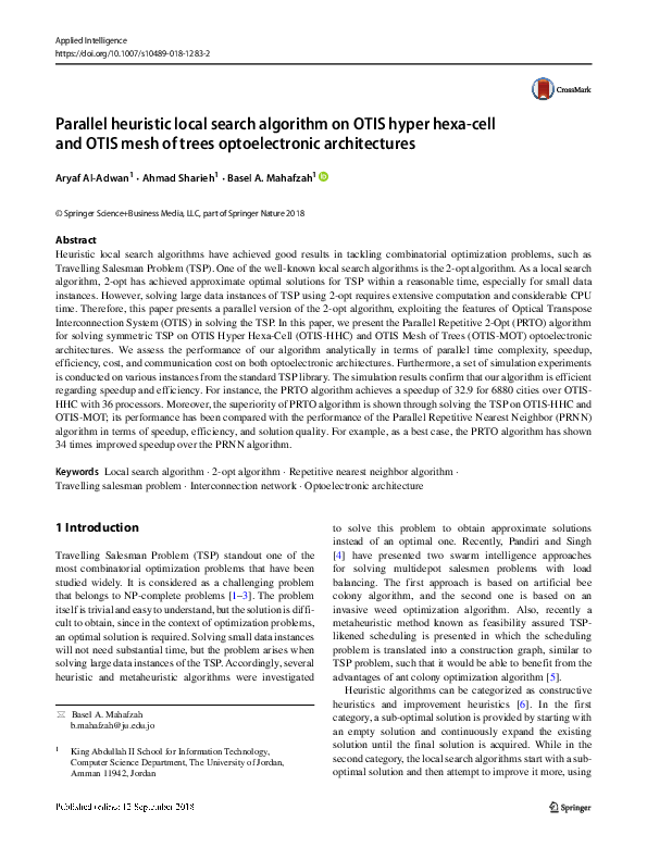 (PDF) Parallel heuristic local search algorithm on OTIS hyper hexa-cell ...