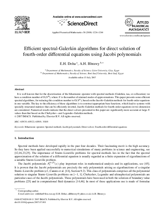 (PDF) Efficient spectral-Galerkin algorithms for direct solution of ...