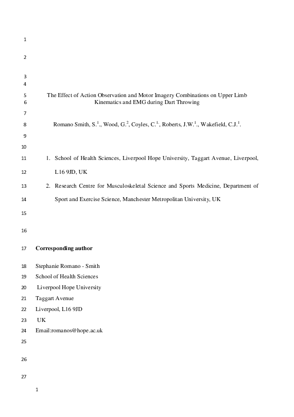 (PDF) The effect of action observation and motor imagery combinations ...