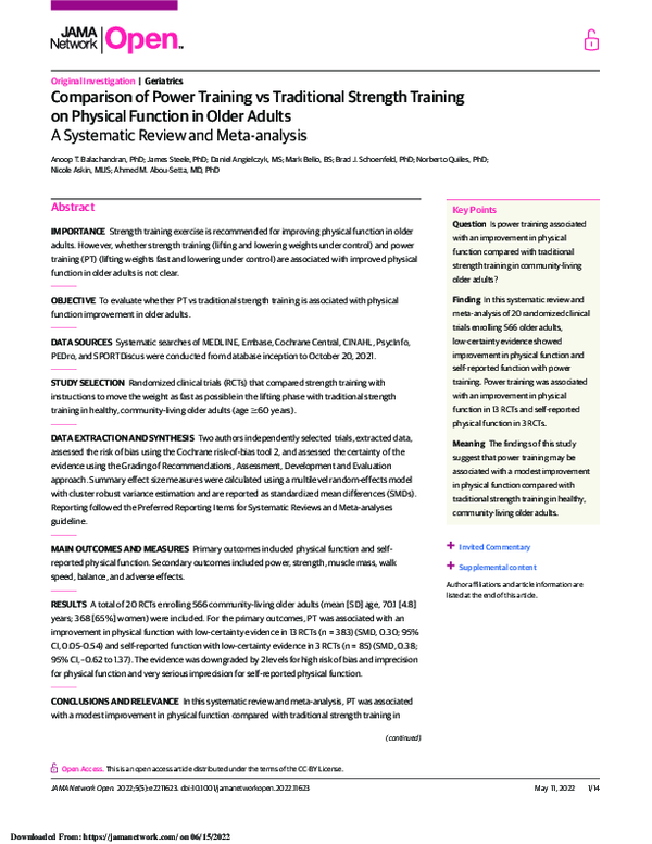 (PDF) Comparison of Power Training vs Traditional Strength Training on ...