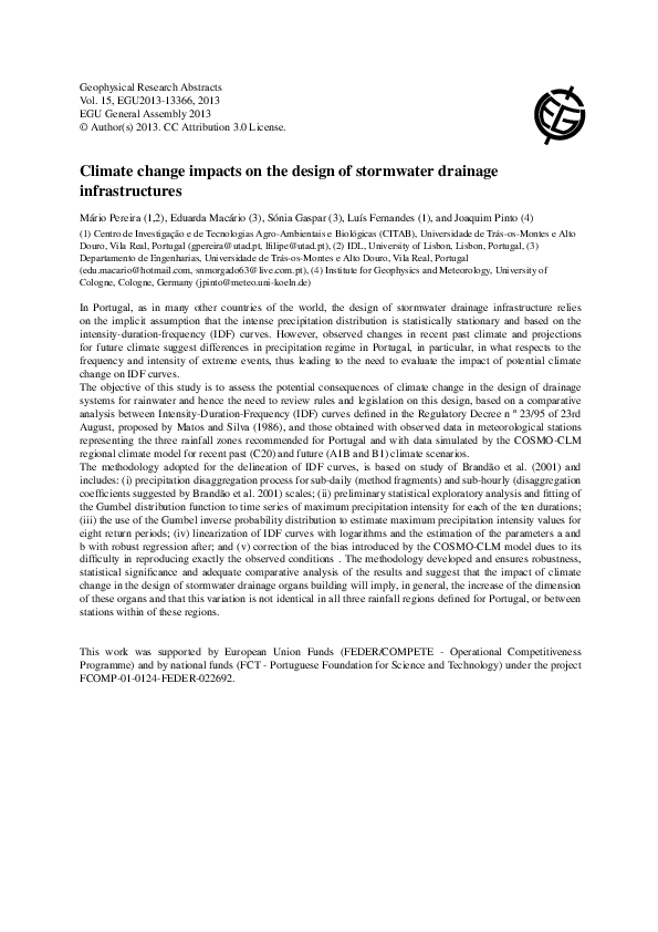 (PDF) Climate change impacts on the design of stormwater drainage ...