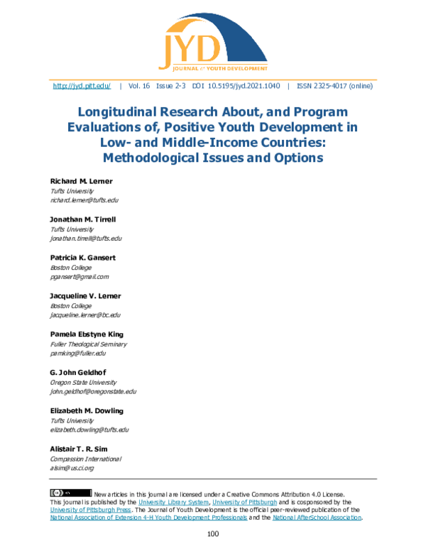(PDF) Longitudinal Research About, and Program Evaluations of, Positive ...