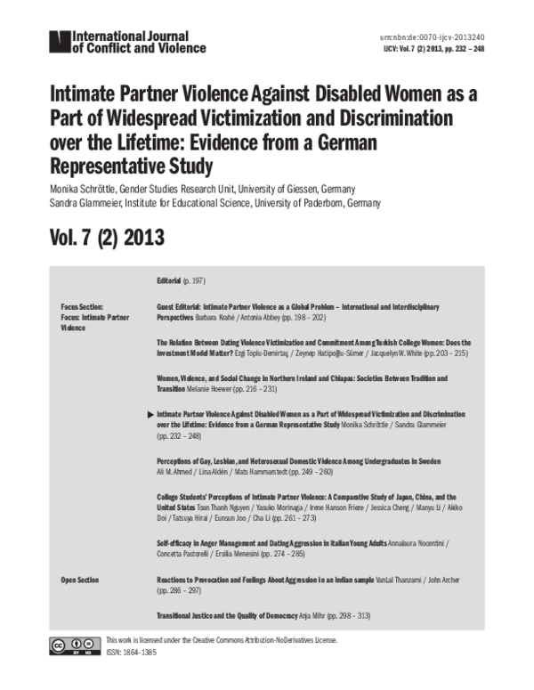 (PDF) Intimate Partner Violence Against Disabled Women as a Part of ...