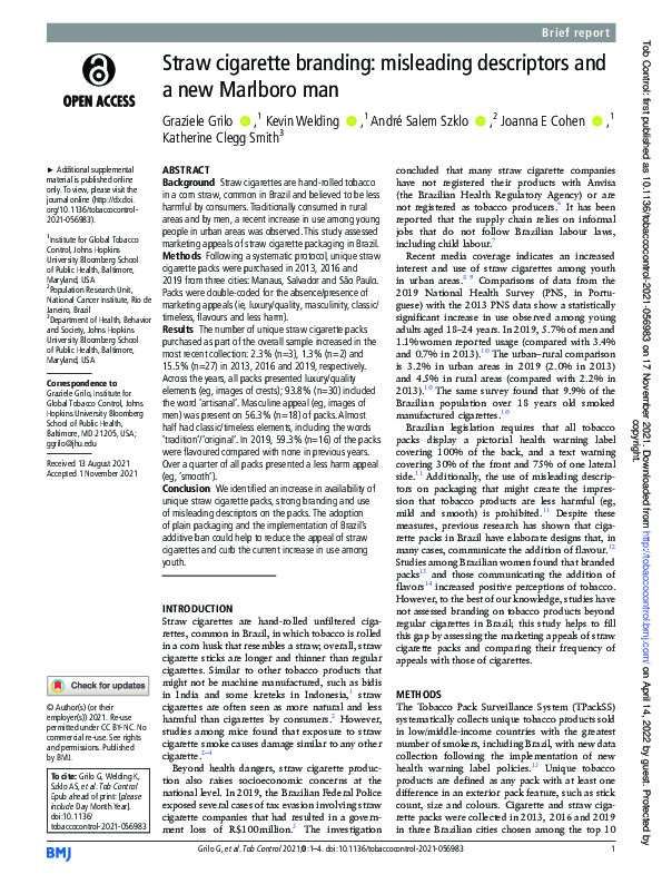 Straw cigarette branding: misleading descriptors and a new Marlboro man