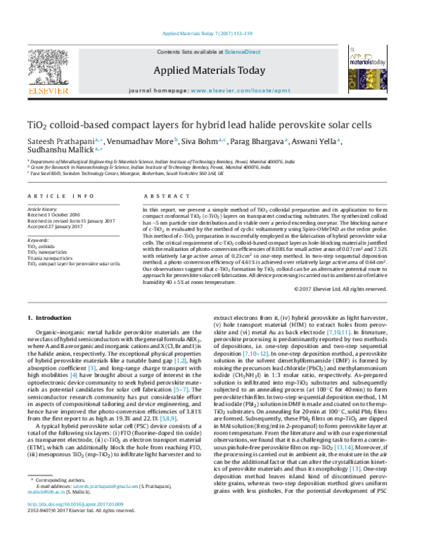 (PDF) TiO 2 colloid-based compact layers for hybrid lead halide ...