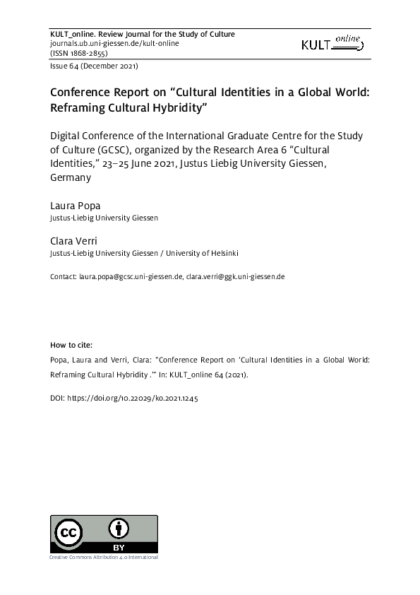 (PDF) Conference Report on "Cultural Identities in a Global World ...