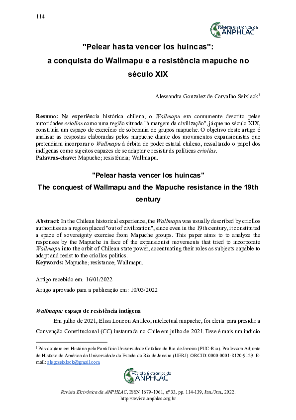 (PDF) Pelear hasta vencer los huincas