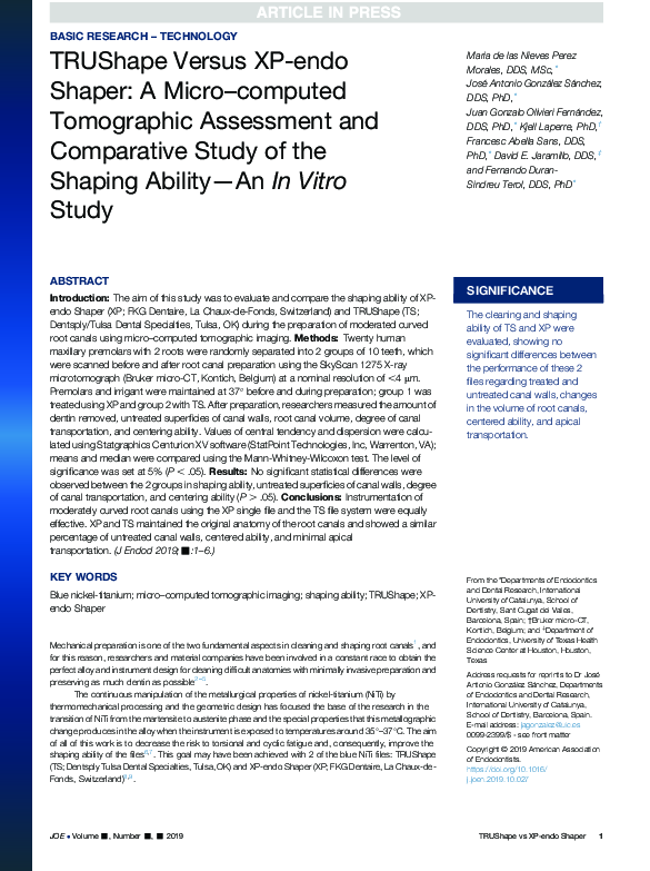 (PDF) TRUShape Versus XP-endo Shaper: A Micro–computed Tomographic ...
