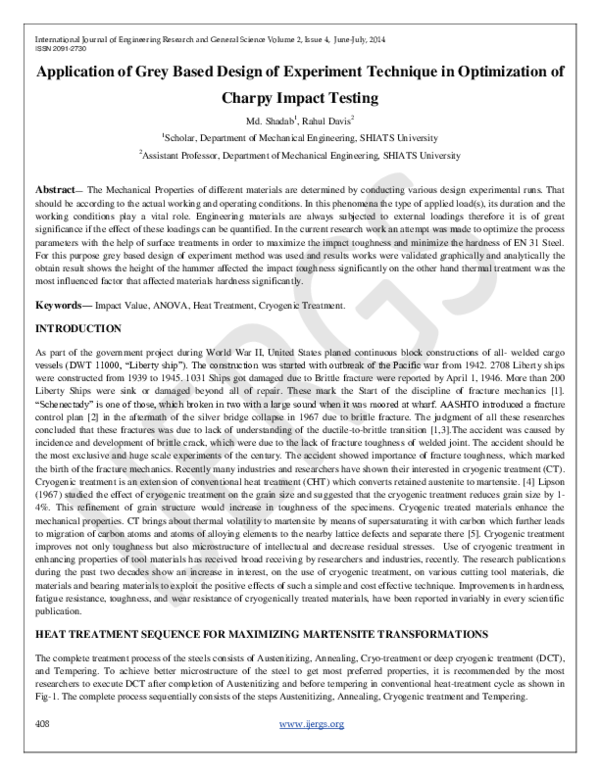 (PDF) Application of Grey Based Design of Experiment Technique in ...