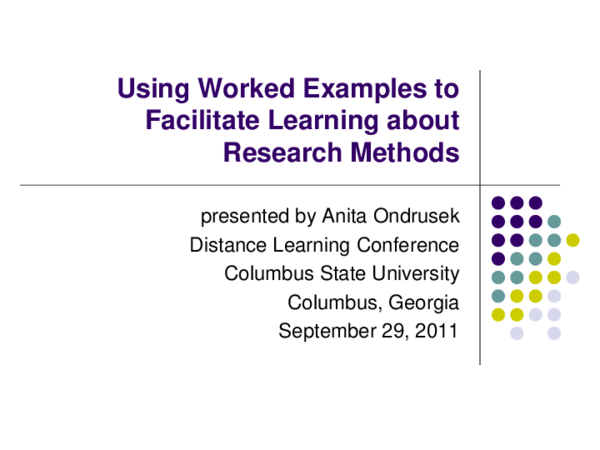(PDF) Using Worked Examples to Facilitate Learning about Research Methods