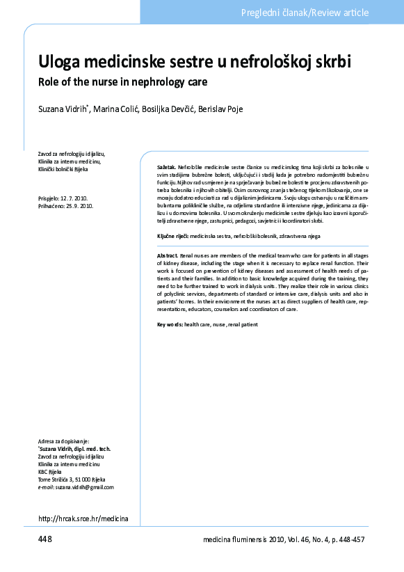 (PDF) Role of the nurse in nephrology care