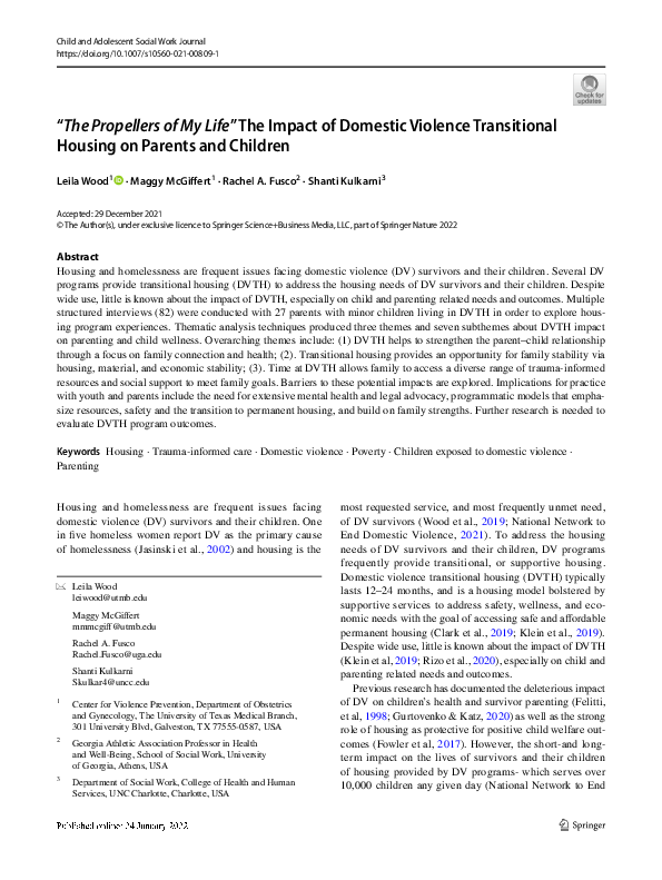 (PDF) “The Propellers of My Life” The Impact of Domestic Violence ...