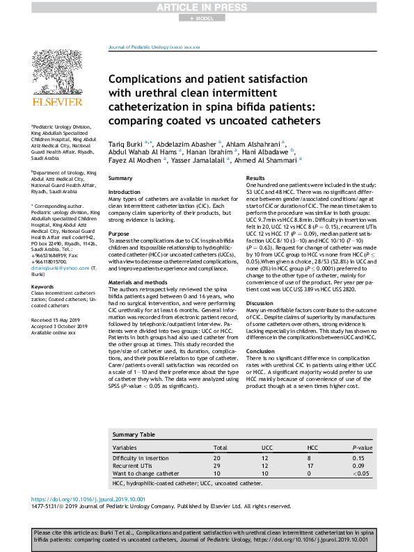 (PDF) Complications and patient satisfaction with urethral clean