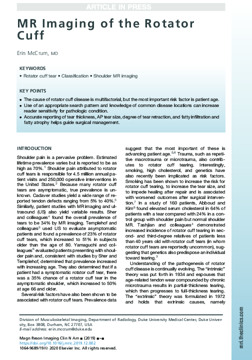 (PDF) MR Imaging of the Rotator Cuff