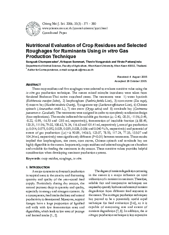 (PDF) Nutritional evaluation of crop residues and selected roughages ...