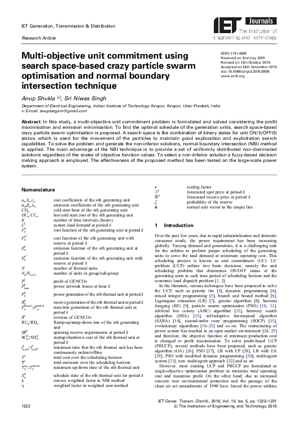 (PDF) Multi‐objective unit commitment using search space‐based crazy ...