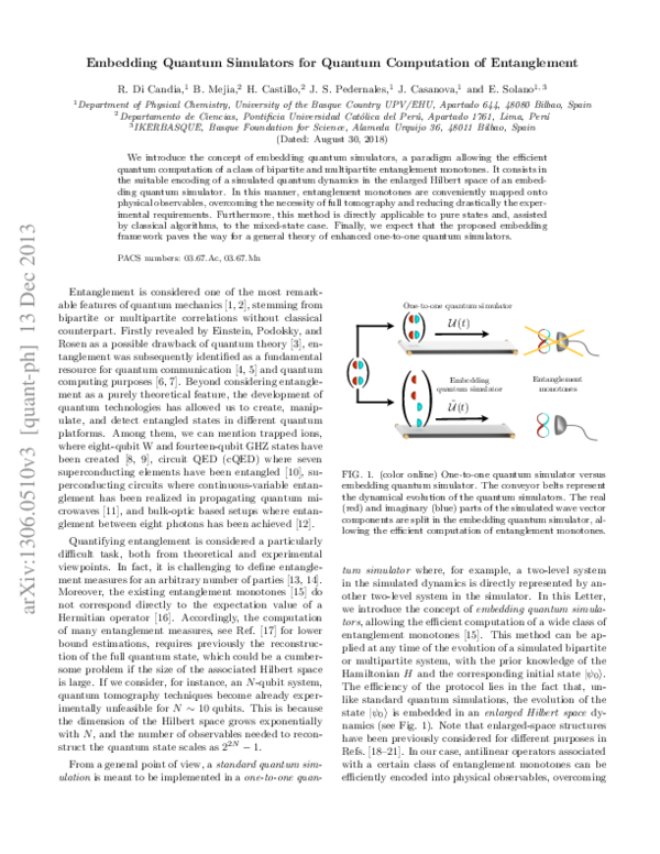 (PDF) Embedding Quantum Simulators for Quantum Computation of Entanglement