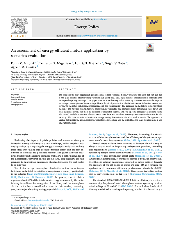 (PDF) An assessment of energy efficient motors application by scenarios ...